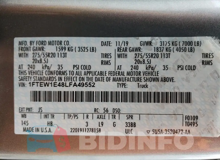 1FTEW1E48LFA49552 Photo# 12