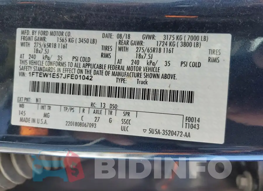 1FTEW1E57JFE01042 Photo# 12