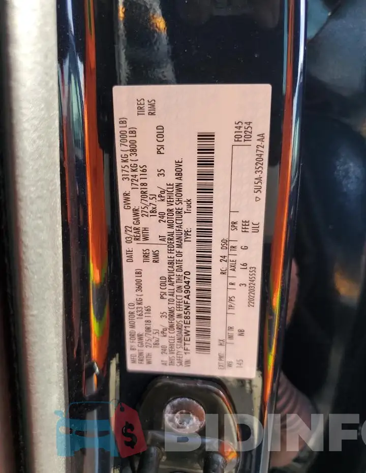 1FTEW1E85NFA90470 Photo# 12