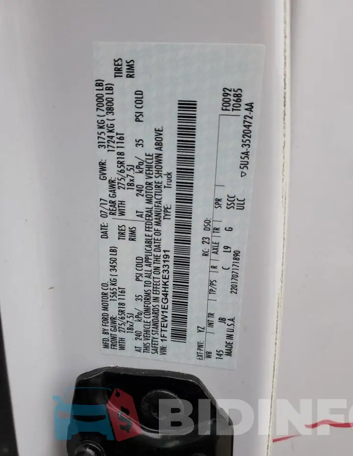 1FTEW1EG4HKE33191 Photo# 13