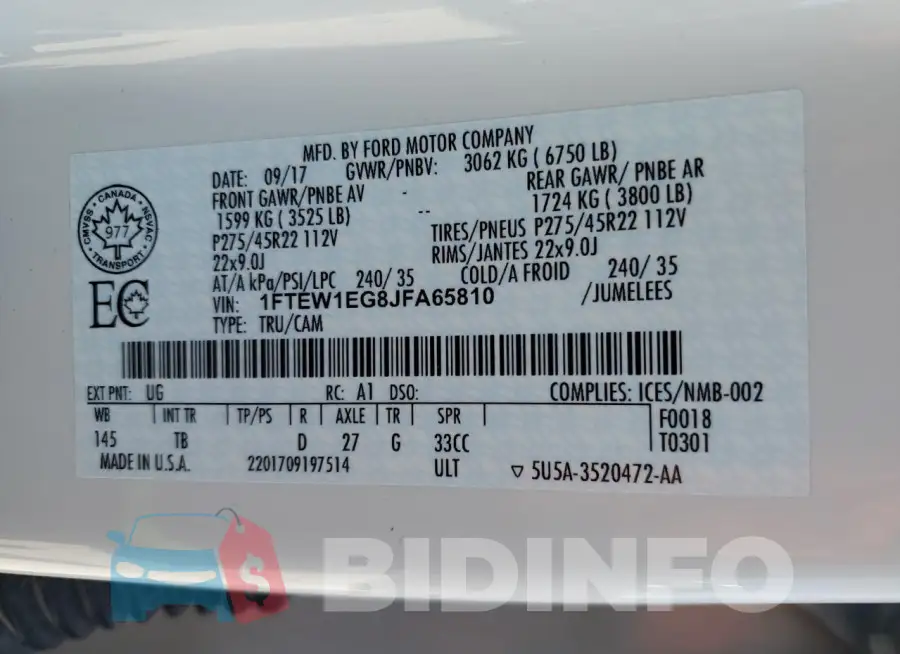 1FTEW1EG8JFA65810 Photo# 12