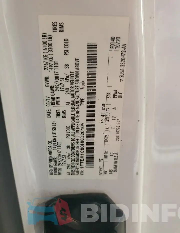 1FTEX1C80HKD20105 Photo# 12