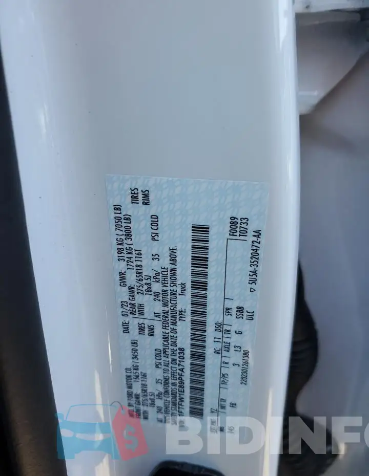 1FTFW1E89PFA71038 Photo# 12