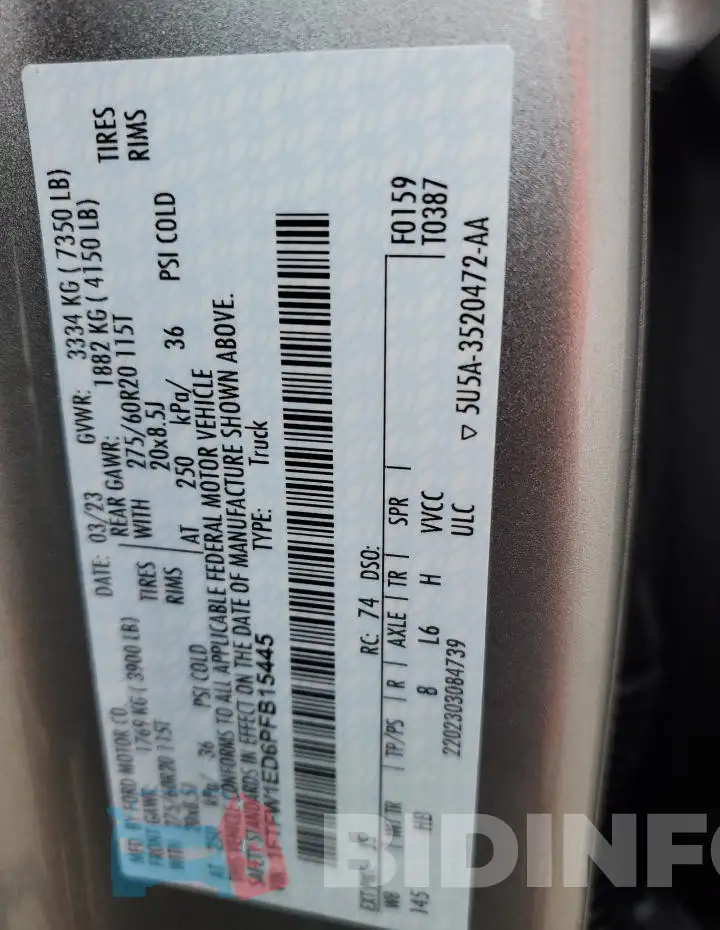 1FTFW1ED6PFB15445 Photo# 12