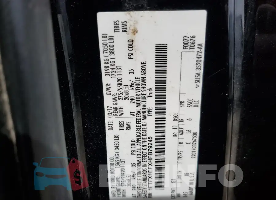 1FTFX1EFXHFB79245 Photo# 13