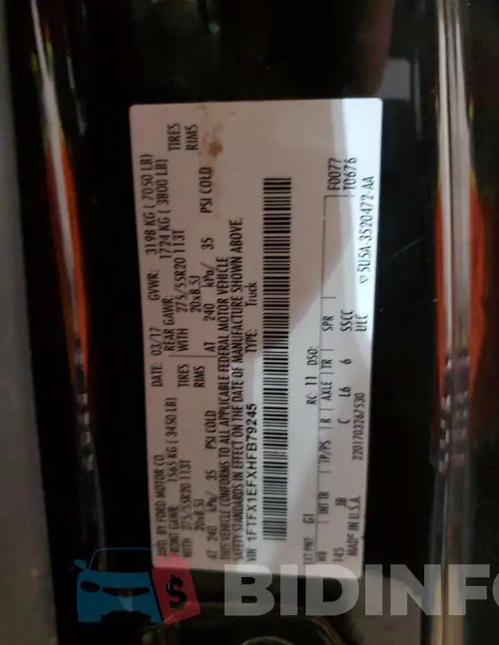 1FTFX1EFXHFB79245 Photo# 12