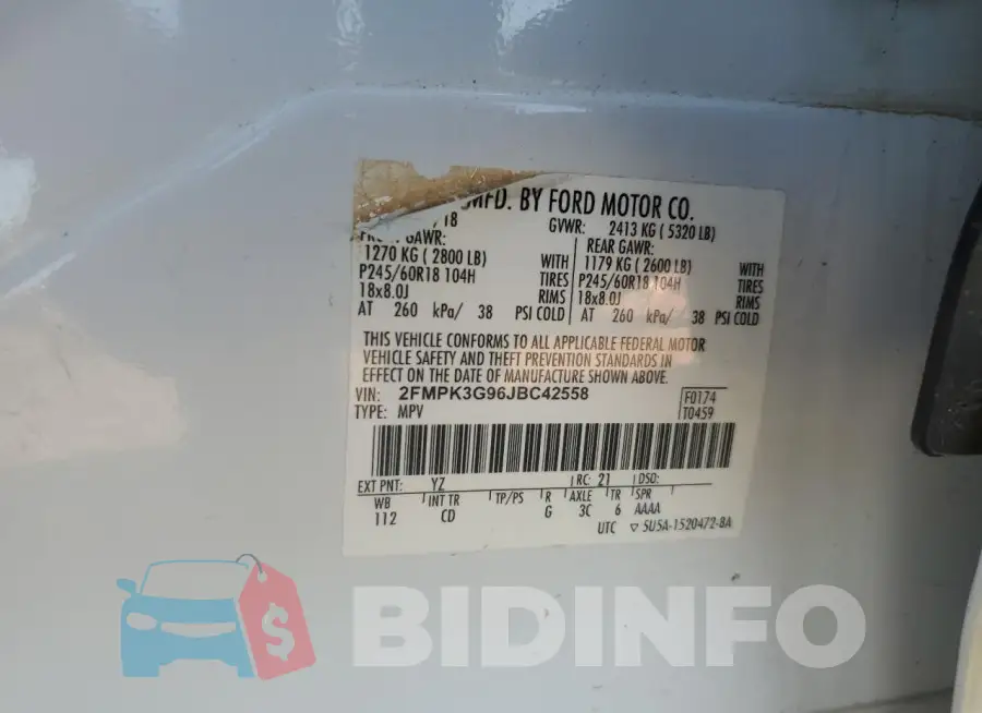 2FMPK3G96JBC42558 Photo# 13