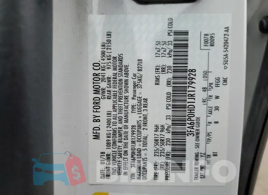 3FA6P0HD1JR179928 Photo# 12