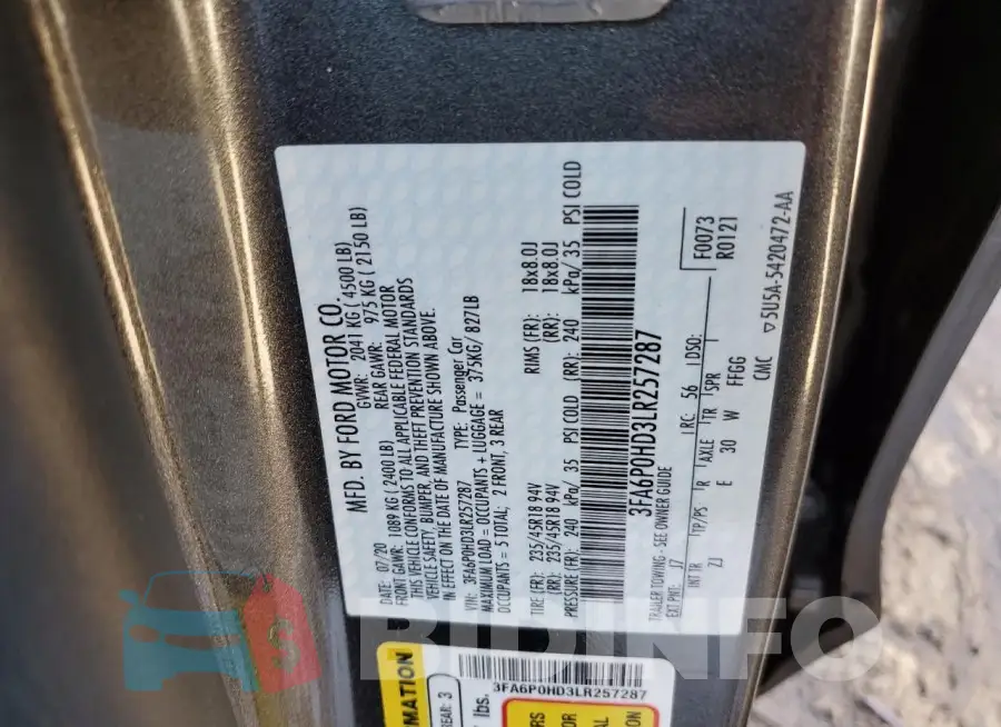 3FA6P0HD3LR257287 Photo# 12