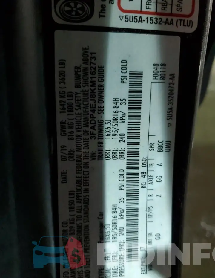 3FADP4EJ8KM162731 Photo# 13