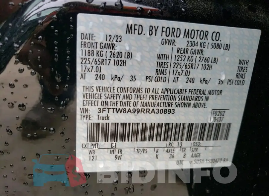 3FTTW8A99RRA30893 Photo# 13