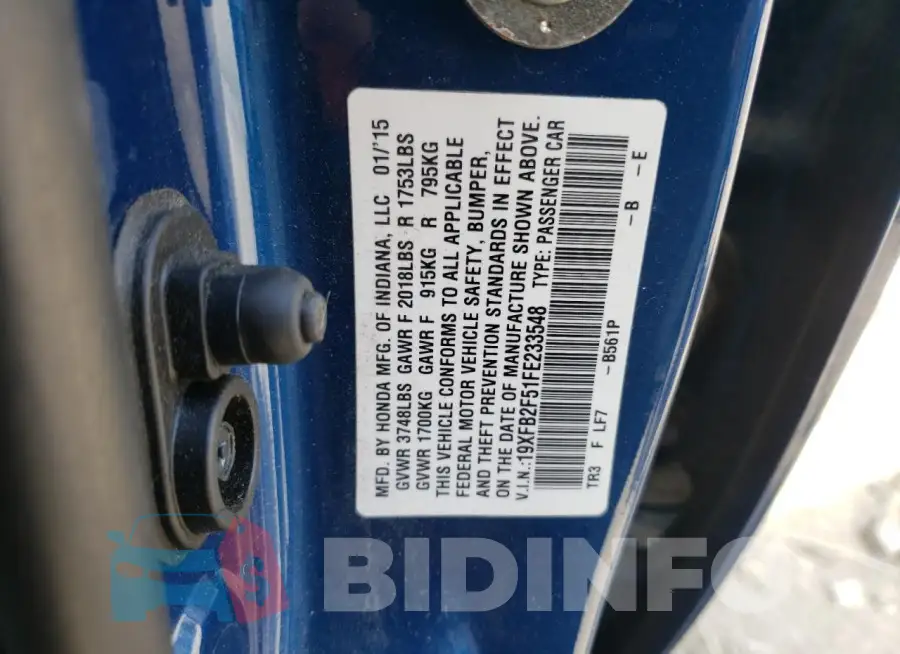 19XFB2F51FE233548 Photo# 12