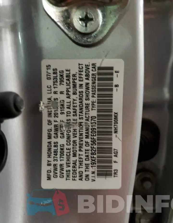 19XFB2F56FE091570 Photo# 12