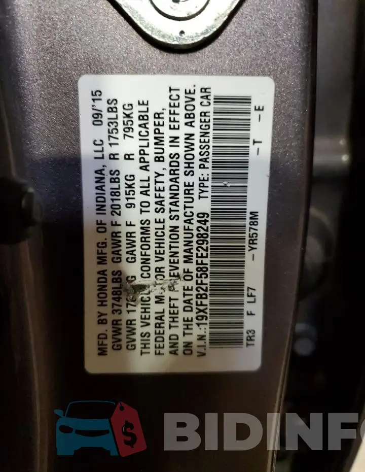 19XFB2F58FE298249 Photo# 12