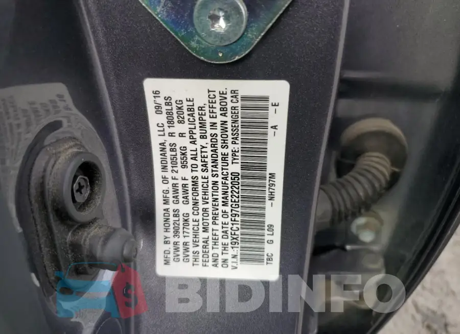 19XFC1F97GE222050 Photo# 12