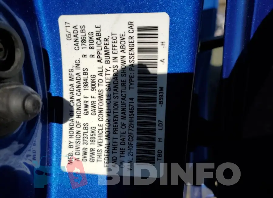 2HGFC2F72HH546714 Photo# 12