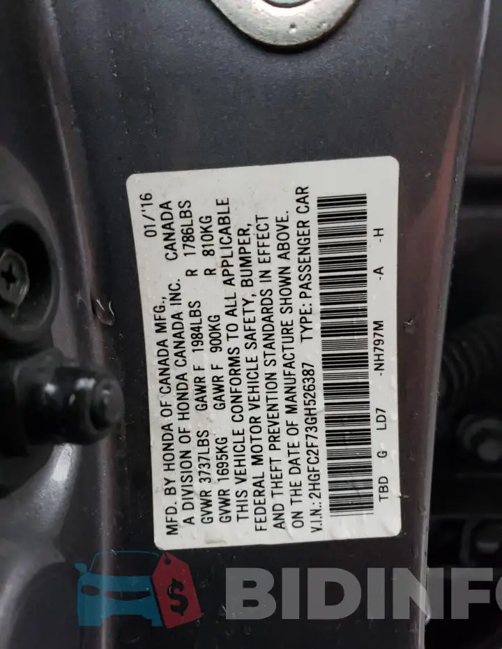 2HGFC2F73GH526387 Photo# 12
