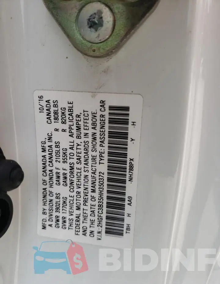 2HGFC3B35HH350372 Photo# 10