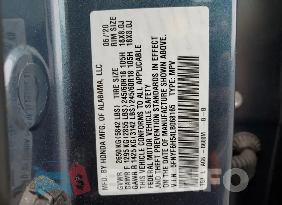 5FNYF6H54LB068165 Photo# 13