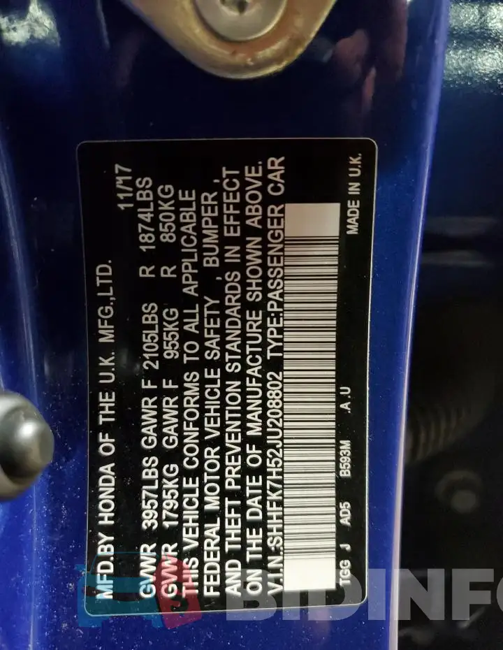 SHHFK7H52JU208802 Photo# 12