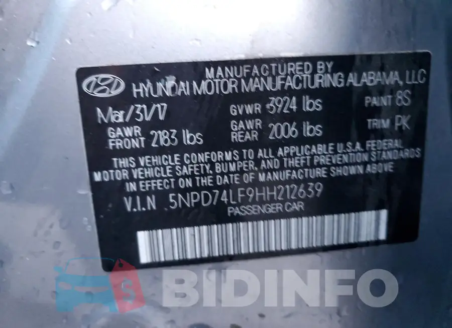 5NPD74LF9HH212639 Photo# 12