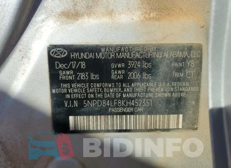 5NPD84LF8KH452351 Photo# 12