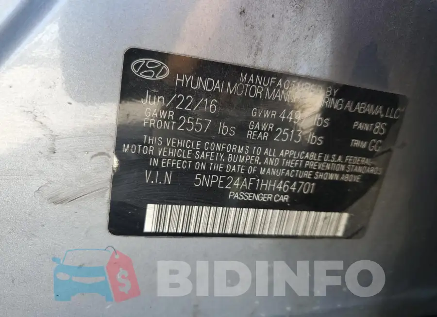5NPE24AF1HH464701 Photo# 13