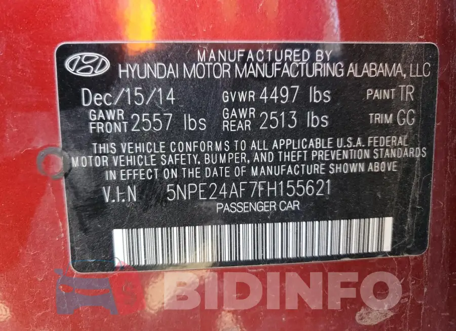 5NPE24AF7FH155621 Photo# 12