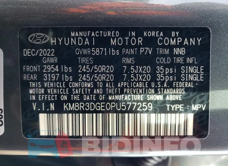 KM8R3DGE0PU577259 Photo# 14