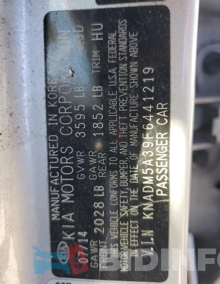 KNADM5A39F6441219 Photo# 13