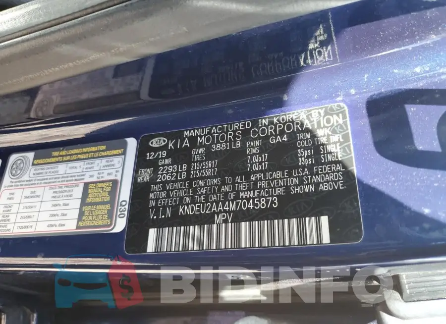 KNDEU2AA4M7045873 Photo# 12