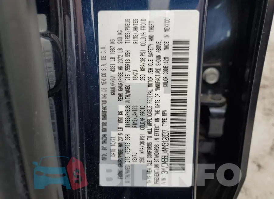 3MVDMBBLXMM312837 Photo# 13