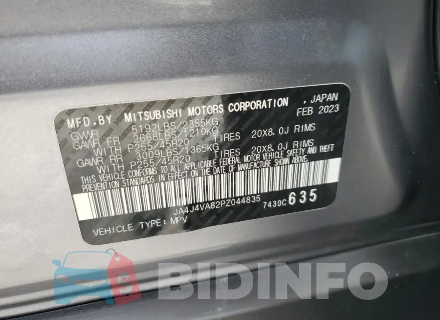 JA4J4VA82PZ044835 Photo# 12