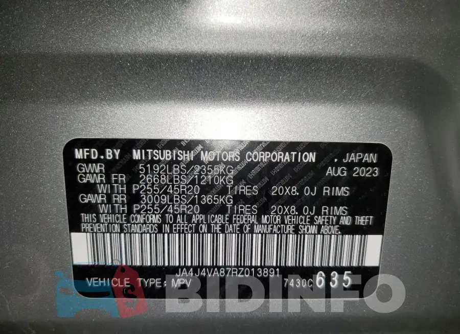 JA4J4VA87RZ013891 Photo# 13