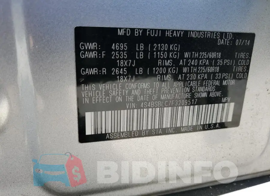4S4BSBLC7F3209517 Photo# 14