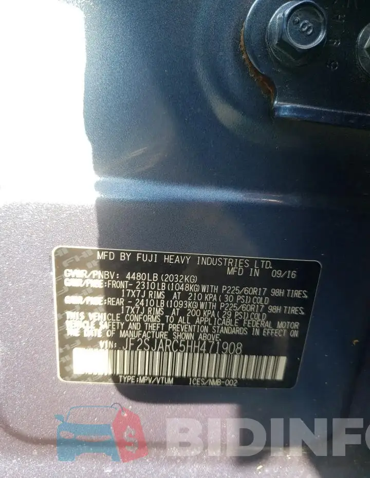 JF2SJARC5HH471908 Photo# 12