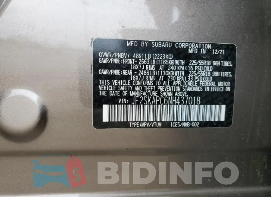 JF2SKAPC6NH437018 Photo# 12