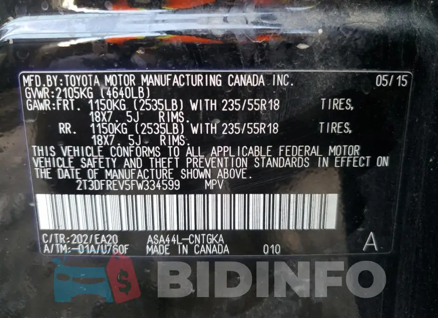 2T3DFREV5FW334599 Photo# 14