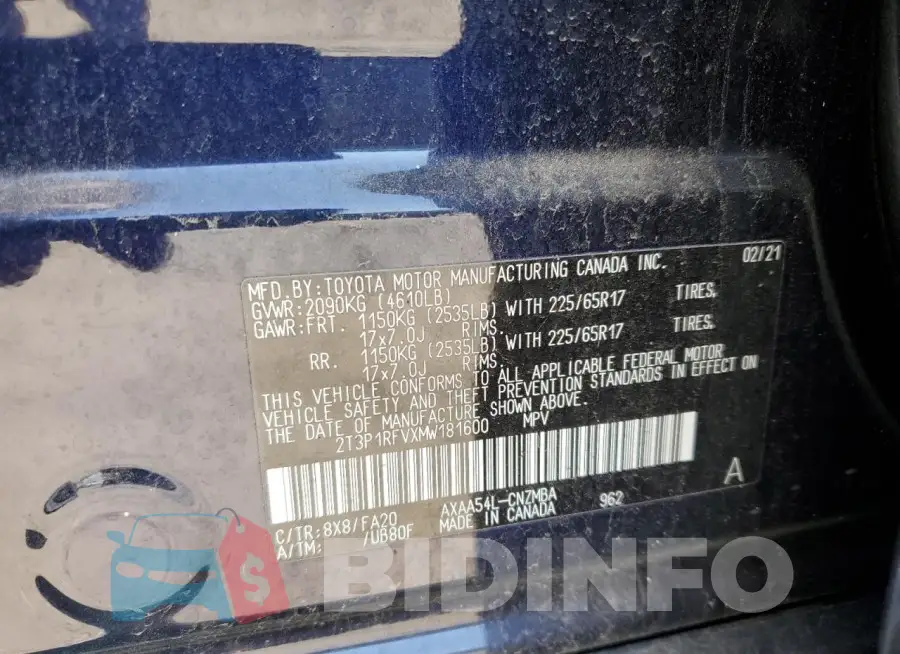 2T3P1RFVXMW181600 Photo# 13