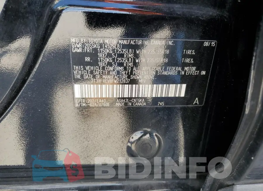 2T3YFREV8FW212837 Photo# 13