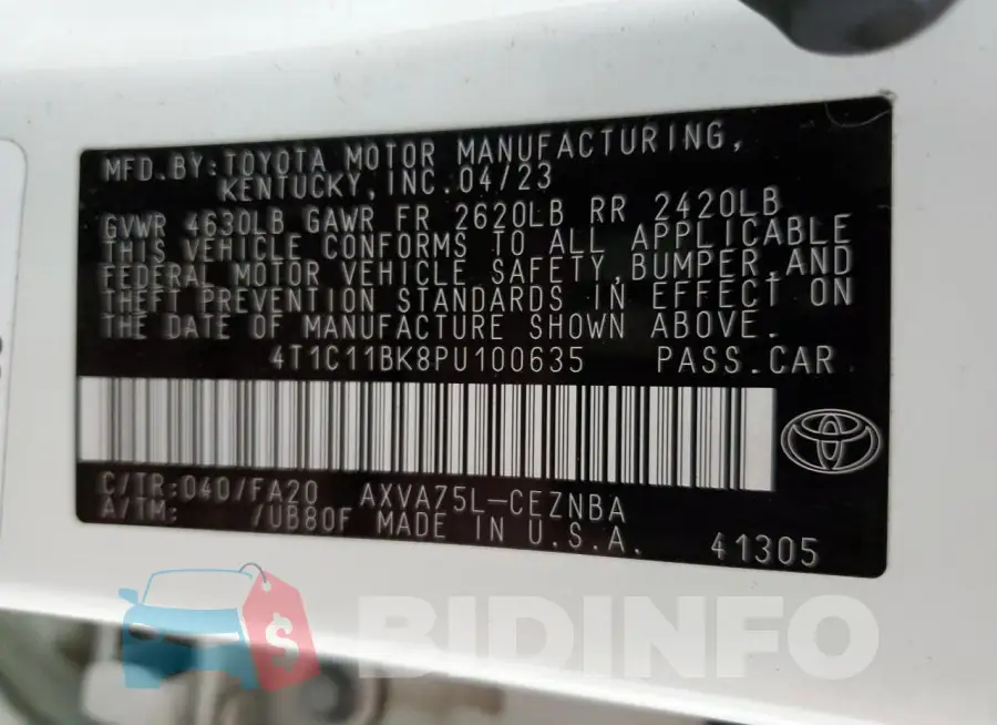 4T1C11BK8PU100635 Photo# 12