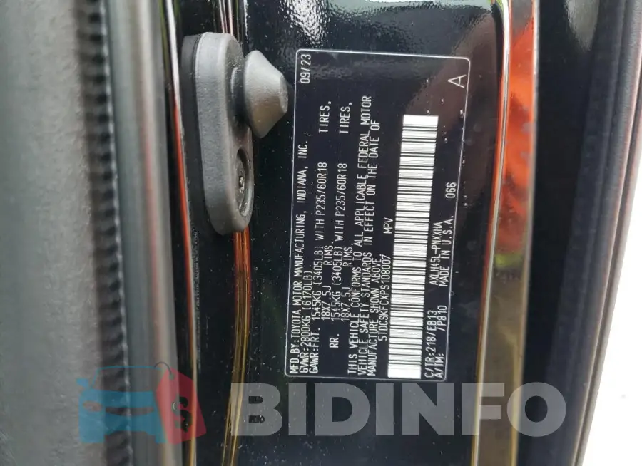 5TDCSKFCXPS108007 Photo# 13