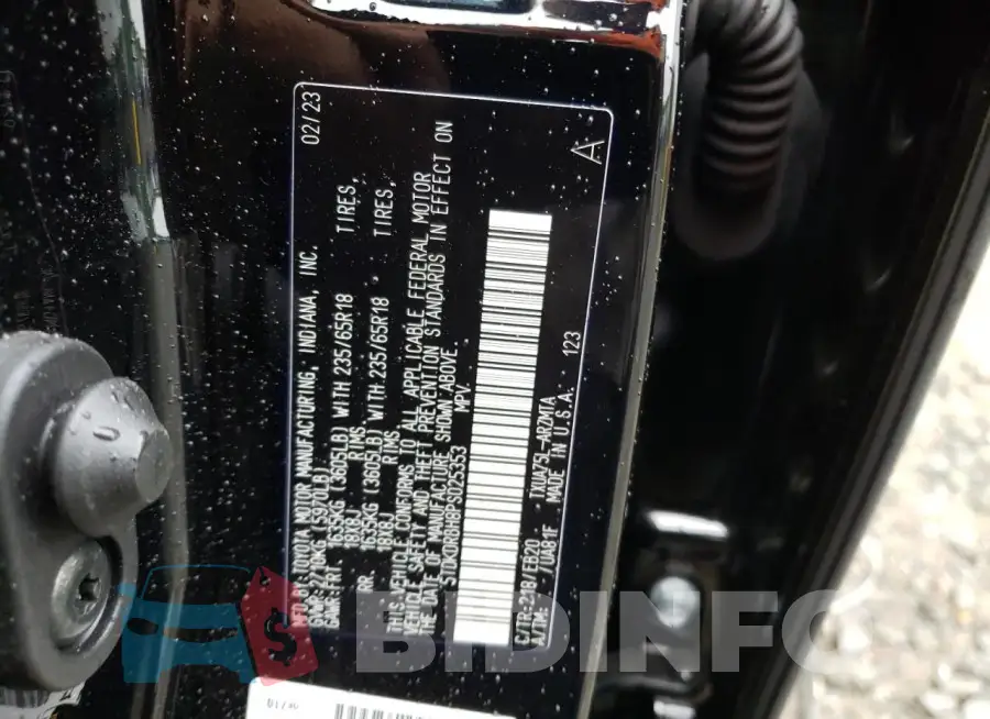 5TDKDRBH8PS025353 Photo# 13
