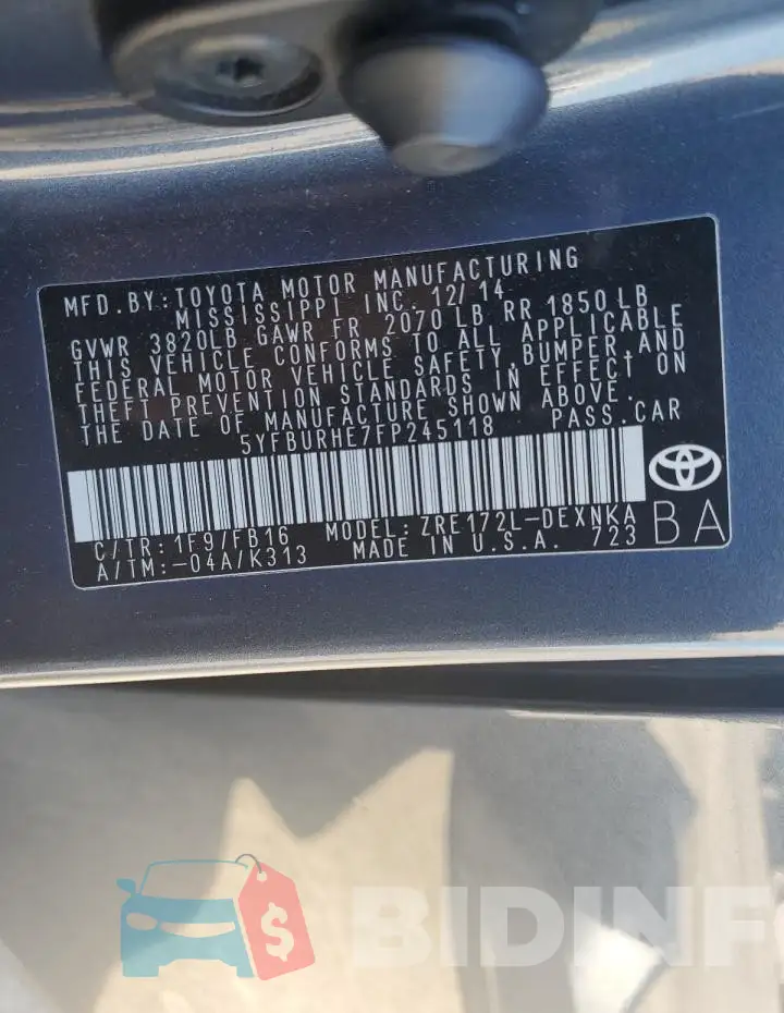 5YFBURHE7FP245118 Photo# 12