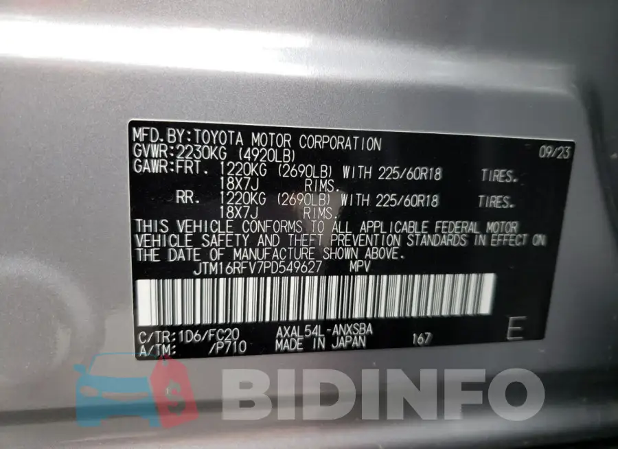 JTM16RFV7PD549627 Photo# 13