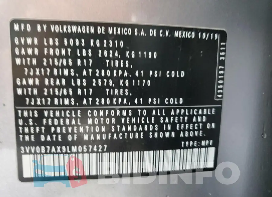 3VV0B7AX9LM057427 Photo# 13