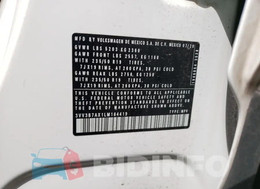 3VV3B7AX1LM164419 Photo# 14