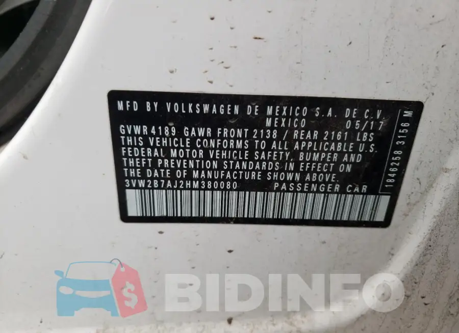 3VW2B7AJ2HM380080 Photo# 12