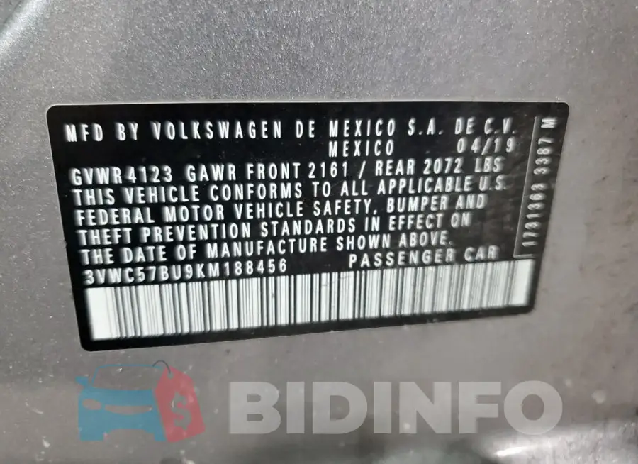 3VWC57BU9KM188456 Photo# 13