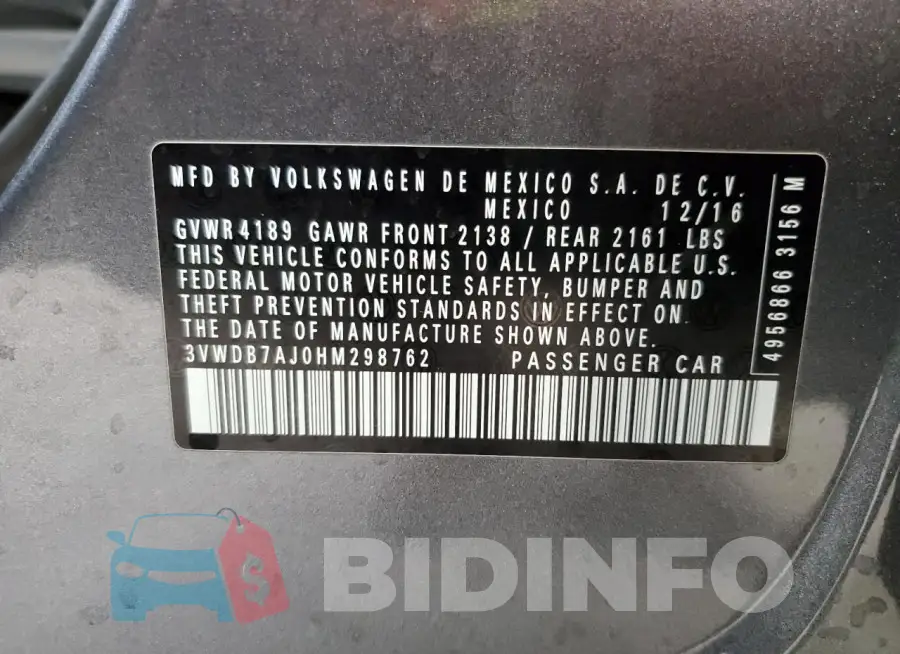 3VWDB7AJ0HM298762 Photo# 13